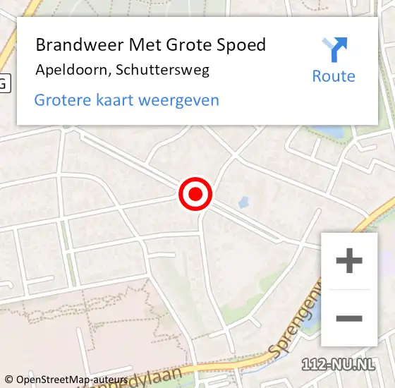 Locatie op kaart van de 112 melding: Brandweer Met Grote Spoed Naar Apeldoorn, Schuttersweg op 26 juli 2018 02:45