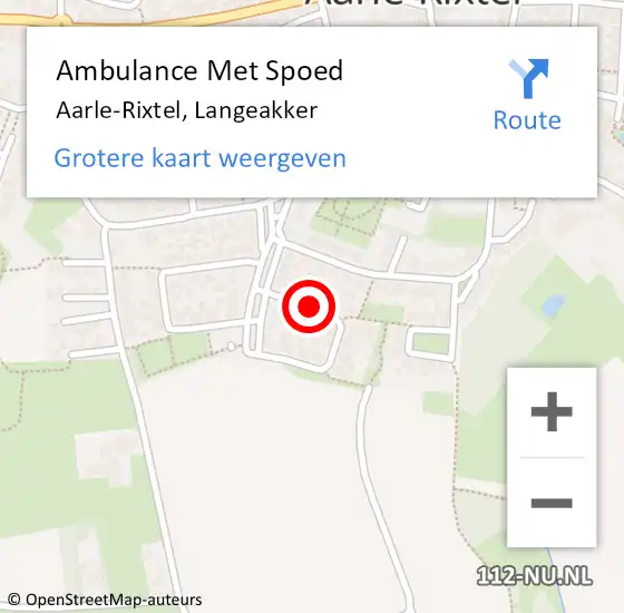 Locatie op kaart van de 112 melding: Ambulance Met Spoed Naar Aarle-Rixtel, Langeakker op 26 juli 2018 04:19
