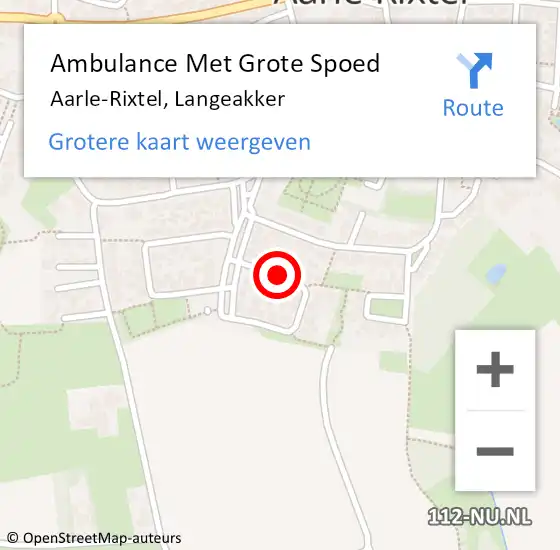 Locatie op kaart van de 112 melding: Ambulance Met Grote Spoed Naar Aarle-Rixtel, Langeakker op 26 juli 2018 04:21