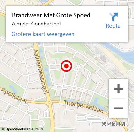 Locatie op kaart van de 112 melding: Brandweer Met Grote Spoed Naar Almelo, Goedharthof op 26 juli 2018 04:44