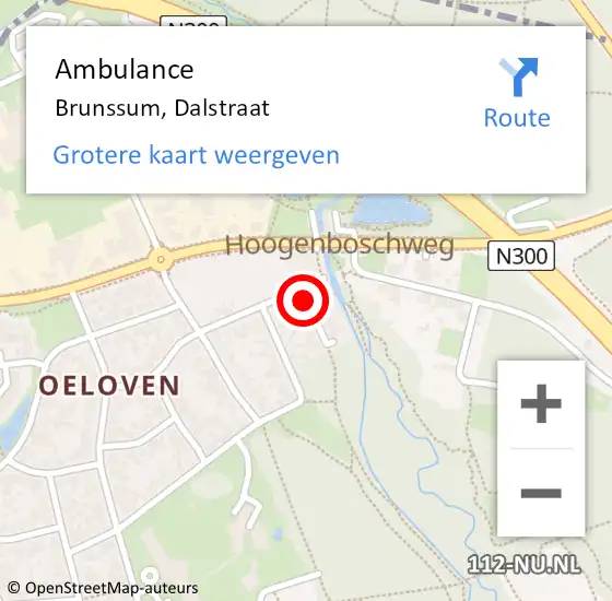 Locatie op kaart van de 112 melding: Ambulance Brunssum, Dalstraat op 4 maart 2014 03:59