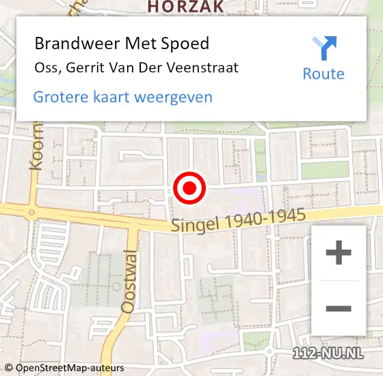 Locatie op kaart van de 112 melding: Brandweer Met Spoed Naar Oss, Gerrit Van Der Veenstraat op 26 juli 2018 05:08