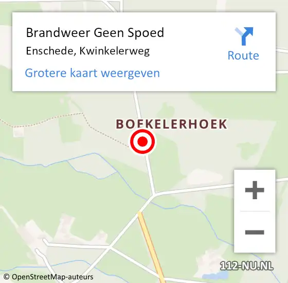 Locatie op kaart van de 112 melding: Brandweer Geen Spoed Naar Enschede, Kwinkelerweg op 26 juli 2018 06:14