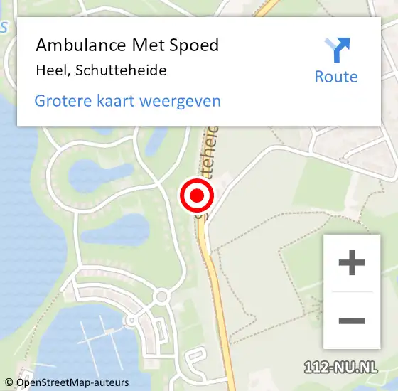 Locatie op kaart van de 112 melding: Ambulance Met Spoed Naar Heel, Schutteheide op 26 juli 2018 06:38