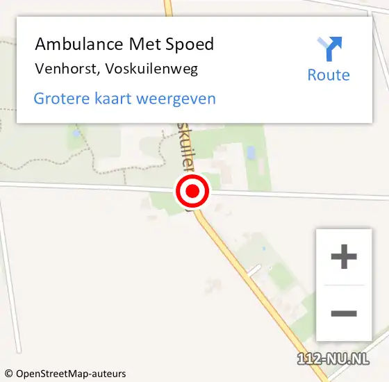 Locatie op kaart van de 112 melding: Ambulance Met Spoed Naar Venhorst, Voskuilenweg op 26 juli 2018 06:42