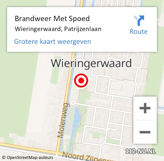 Locatie op kaart van de 112 melding: Brandweer Met Spoed Naar Wieringerwaard, Patrijzenlaan op 26 juli 2018 07:23