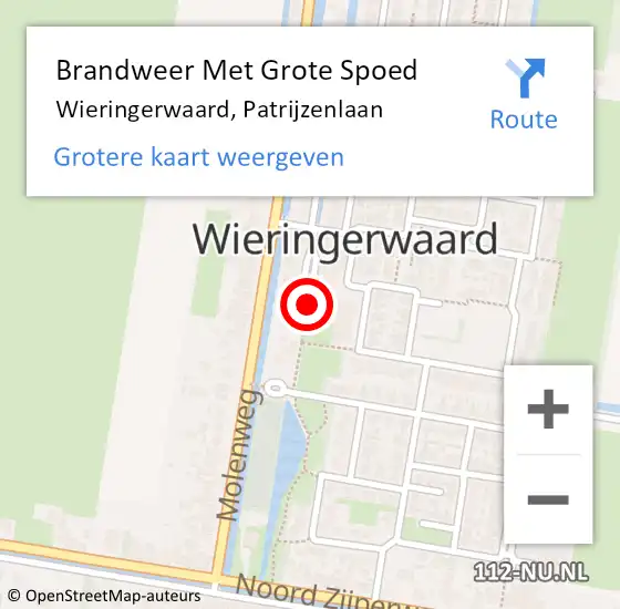 Locatie op kaart van de 112 melding: Brandweer Met Grote Spoed Naar Wieringerwaard, Patrijzenlaan op 26 juli 2018 07:56