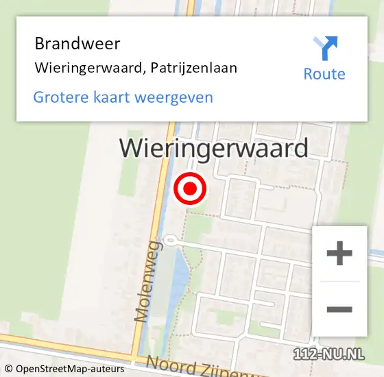 Locatie op kaart van de 112 melding: Brandweer Wieringerwaard, Patrijzenlaan op 26 juli 2018 07:57