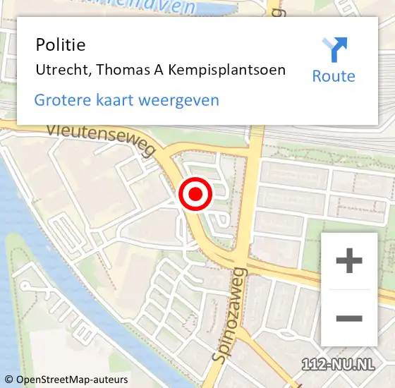 Locatie op kaart van de 112 melding: Politie Utrecht, Thomas A Kempisplantsoen op 26 juli 2018 08:43
