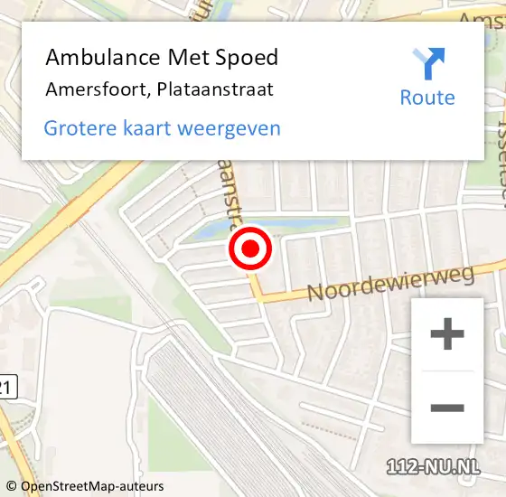 Locatie op kaart van de 112 melding: Ambulance Met Spoed Naar Amersfoort, Plataanstraat op 26 juli 2018 08:43