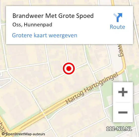 Locatie op kaart van de 112 melding: Brandweer Met Grote Spoed Naar Oss, Hunnenpad op 26 juli 2018 09:35