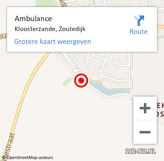 Locatie op kaart van de 112 melding: Ambulance Kloosterzande, Zoutedijk op 26 juli 2018 09:40