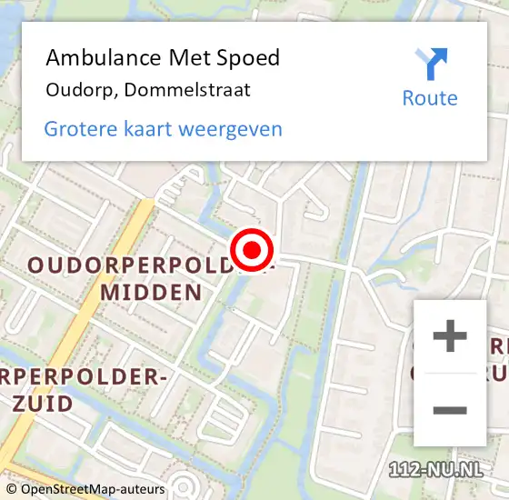 Locatie op kaart van de 112 melding: Ambulance Met Spoed Naar Oudorp, Dommelstraat op 26 juli 2018 10:04