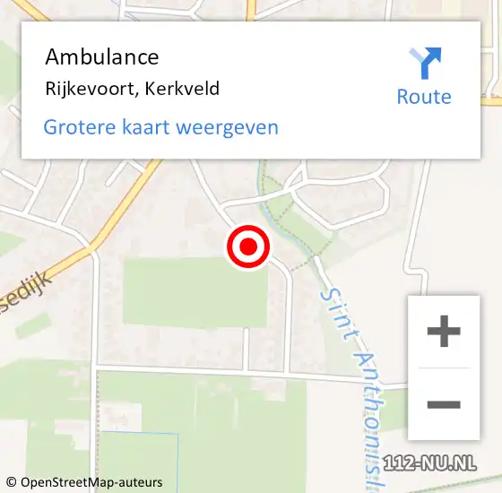 Locatie op kaart van de 112 melding: Ambulance Rijkevoort, Kerkveld op 26 juli 2018 10:39