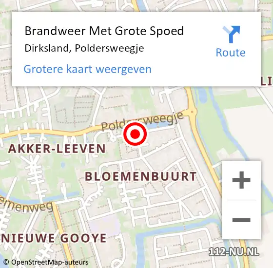 Locatie op kaart van de 112 melding: Brandweer Met Grote Spoed Naar Dirksland, Poldersweegje op 26 juli 2018 11:34