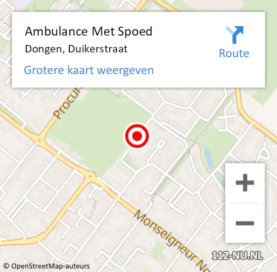 Locatie op kaart van de 112 melding: Ambulance Met Spoed Naar Dongen, Duikerstraat op 26 juli 2018 11:45