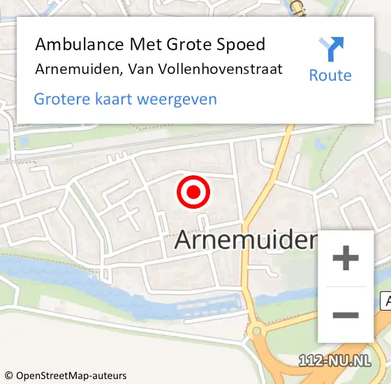 Locatie op kaart van de 112 melding: Ambulance Met Grote Spoed Naar Arnemuiden, Van Vollenhovenstraat op 26 juli 2018 11:54