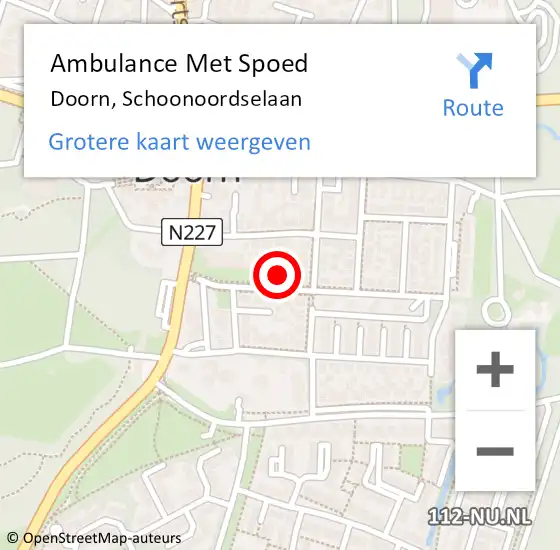 Locatie op kaart van de 112 melding: Ambulance Met Spoed Naar Doorn, Schoonoordselaan op 26 juli 2018 12:17