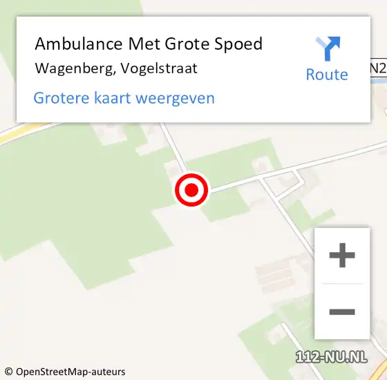 Locatie op kaart van de 112 melding: Ambulance Met Grote Spoed Naar Wagenberg, Vogelstraat op 26 juli 2018 13:08