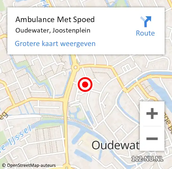 Locatie op kaart van de 112 melding: Ambulance Met Spoed Naar Oudewater, Joostenplein op 26 juli 2018 13:14