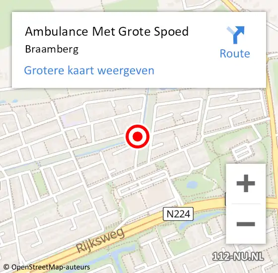Locatie op kaart van de 112 melding: Ambulance Met Grote Spoed Naar Braamberg op 4 maart 2014 06:52