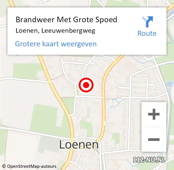 Locatie op kaart van de 112 melding: Brandweer Met Grote Spoed Naar Loenen, Leeuwenbergweg op 26 juli 2018 13:53
