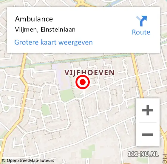 Locatie op kaart van de 112 melding: Ambulance Vlijmen, Einsteinlaan op 26 juli 2018 14:30