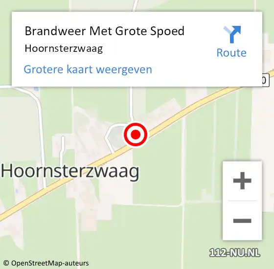 Locatie op kaart van de 112 melding: Brandweer Met Grote Spoed Naar Hoornsterzwaag op 26 juli 2018 14:31