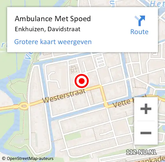 Locatie op kaart van de 112 melding: Ambulance Met Spoed Naar Enkhuizen, Davidstraat op 26 juli 2018 14:46