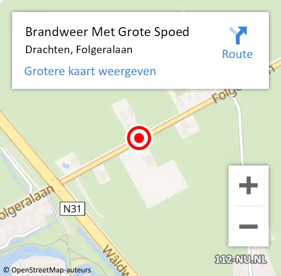 Locatie op kaart van de 112 melding: Brandweer Met Grote Spoed Naar Drachten, Folgeralaan op 26 juli 2018 14:55