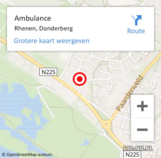 Locatie op kaart van de 112 melding: Ambulance Rhenen, Donderberg op 26 juli 2018 15:08