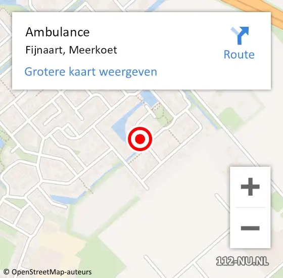 Locatie op kaart van de 112 melding: Ambulance Fijnaart, Meerkoet op 26 juli 2018 15:10