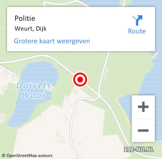 Locatie op kaart van de 112 melding: Politie Weurt, Dijk op 26 juli 2018 15:16