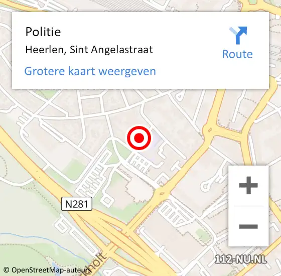 Locatie op kaart van de 112 melding: Politie Heerlen, Sint Angelastraat op 26 juli 2018 15:30