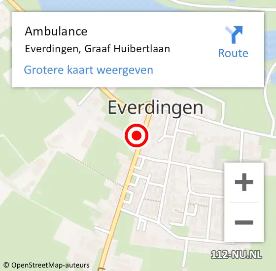 Locatie op kaart van de 112 melding: Ambulance Everdingen, Graaf Huibertlaan op 26 juli 2018 16:11