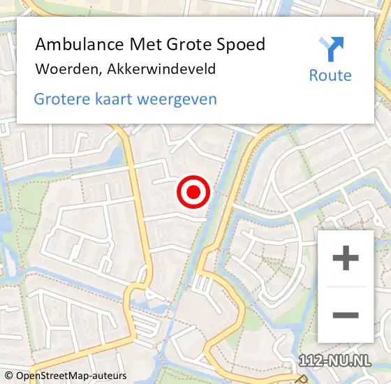 Locatie op kaart van de 112 melding: Ambulance Met Grote Spoed Naar Woerden, Akkerwindeveld op 26 juli 2018 16:19