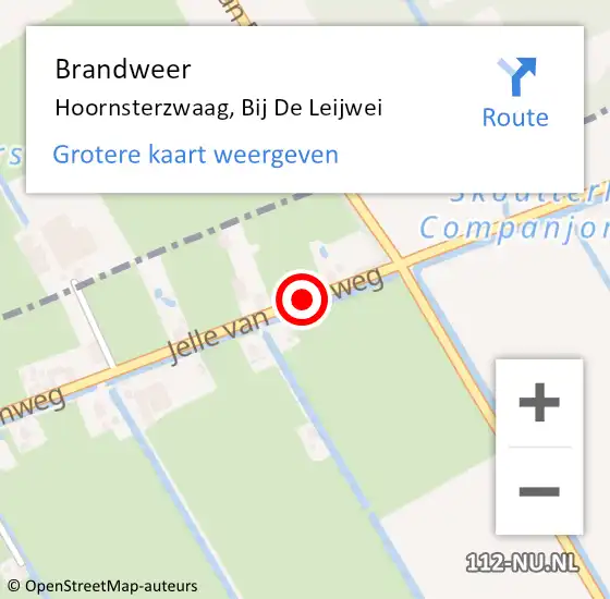 Locatie op kaart van de 112 melding: Brandweer Hoornsterzwaag, Bij De Leijwei op 26 juli 2018 16:41