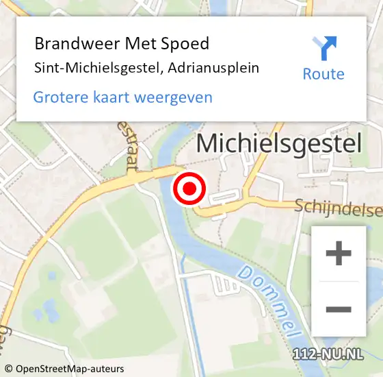 Locatie op kaart van de 112 melding: Brandweer Met Spoed Naar Sint-Michielsgestel, Adrianusplein op 26 juli 2018 16:50