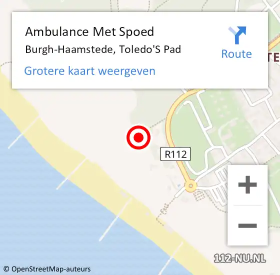 Locatie op kaart van de 112 melding: Ambulance Met Spoed Naar Burgh-Haamstede, Toledo'S Pad op 26 juli 2018 16:58