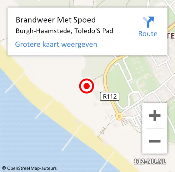 Locatie op kaart van de 112 melding: Brandweer Met Spoed Naar Burgh-Haamstede, Toledo'S Pad op 26 juli 2018 17:00