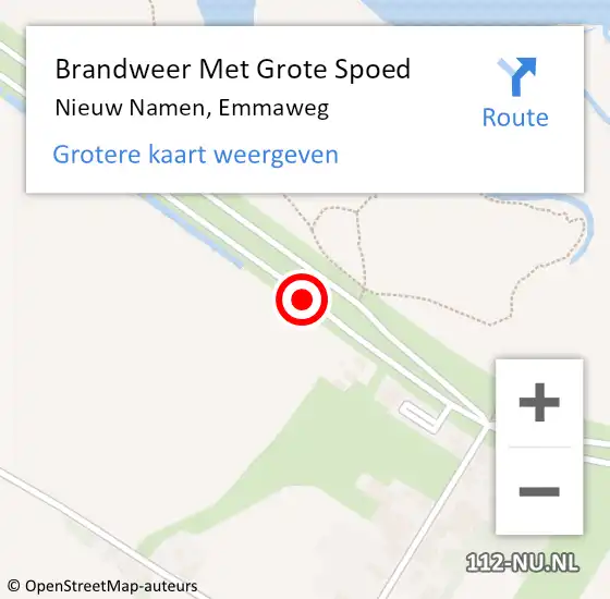 Locatie op kaart van de 112 melding: Brandweer Met Grote Spoed Naar Nieuw Namen, Emmaweg op 26 juli 2018 17:29