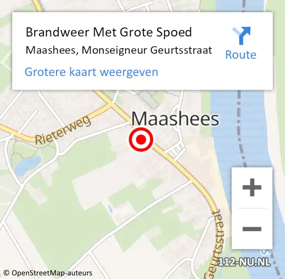 Locatie op kaart van de 112 melding: Brandweer Met Grote Spoed Naar Maashees, Monseigneur Geurtsstraat op 26 juli 2018 17:40