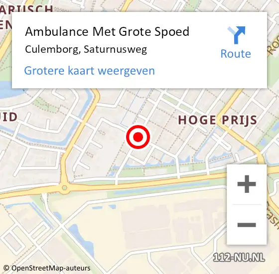 Locatie op kaart van de 112 melding: Ambulance Met Grote Spoed Naar Culemborg, Saturnusweg op 26 juli 2018 17:53