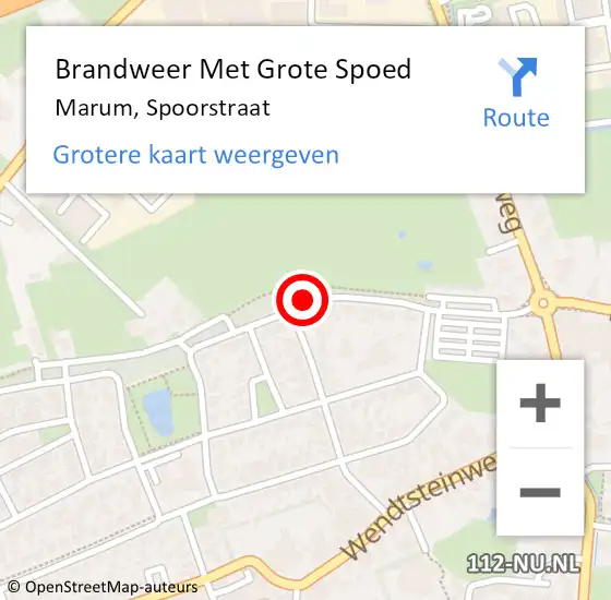 Locatie op kaart van de 112 melding: Brandweer Met Grote Spoed Naar Marum, Spoorstraat op 26 juli 2018 18:33