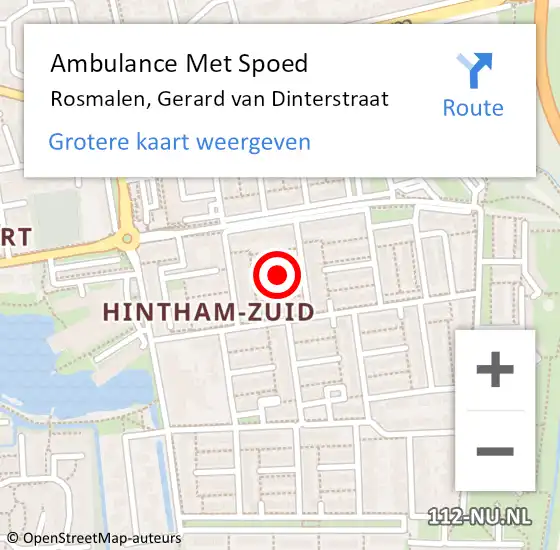 Locatie op kaart van de 112 melding: Ambulance Met Spoed Naar Rosmalen, Gerard van Dinterstraat op 26 juli 2018 18:43