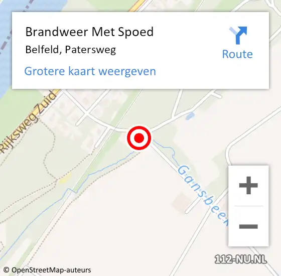 Locatie op kaart van de 112 melding: Brandweer Met Spoed Naar Belfeld, Patersweg op 26 juli 2018 18:58