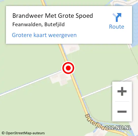 Locatie op kaart van de 112 melding: Brandweer Met Grote Spoed Naar Feanwalden, Butefjild op 26 juli 2018 19:02