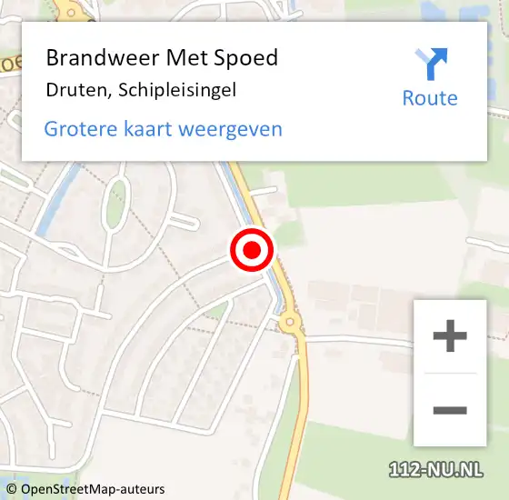 Locatie op kaart van de 112 melding: Brandweer Met Spoed Naar Druten, Schipleisingel op 26 juli 2018 19:09