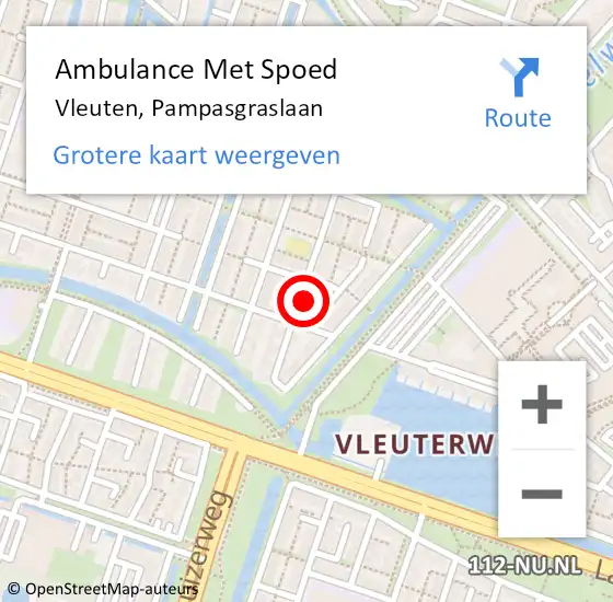 Locatie op kaart van de 112 melding: Ambulance Met Spoed Naar Vleuten, Pampasgraslaan op 26 juli 2018 19:09