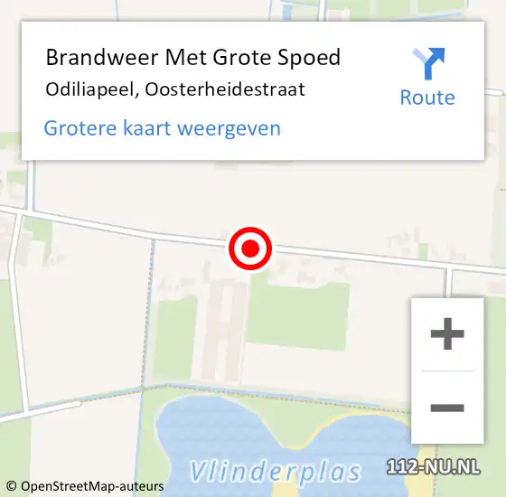 Locatie op kaart van de 112 melding: Brandweer Met Grote Spoed Naar Odiliapeel, Oosterheidestraat op 26 juli 2018 19:18